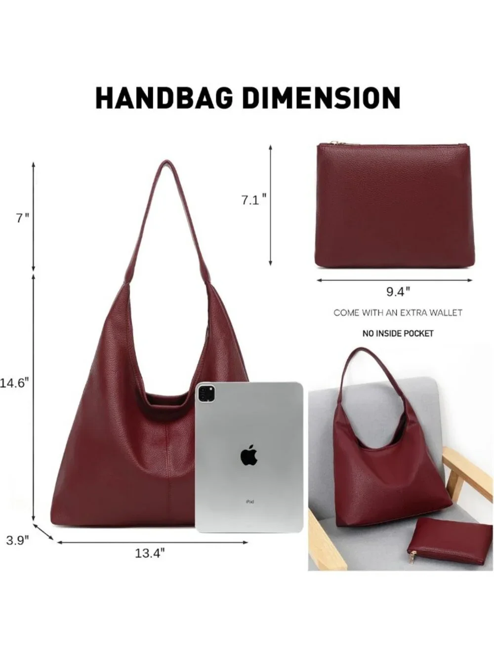 Soft Slouchy Hobo Bag for Women | Casual PU Leather Tote for Work & Travel
